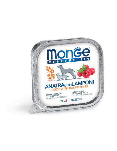 Monge DOG Fruit M - Kaczka z malinami 150g