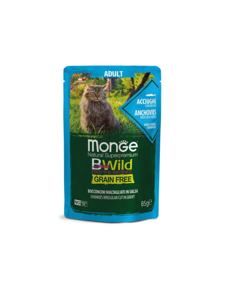 Monge Bwild Buste Grain Free Adult - Anchois z warzywami w sosie 85g