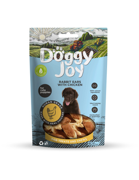 DOGGY JOY - USZY KRÓLICZE Z KURCZAKIEM 90G