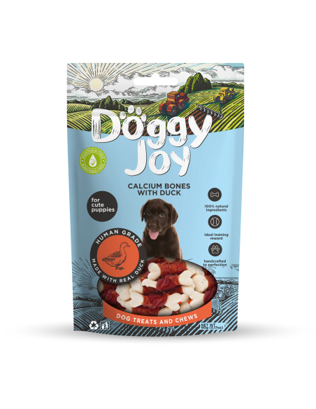DOGGY JOY - KOSTKI WAPIENNE Z KACZKĄ 90G