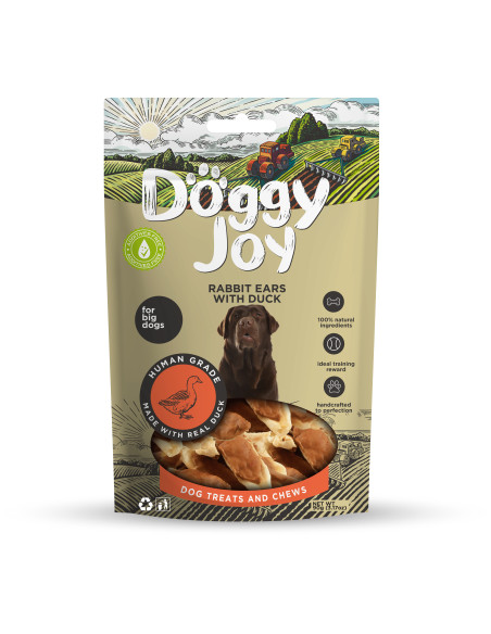 DOGGY JOY - USZY KRÓLICZE Z KACZKĄ 90G