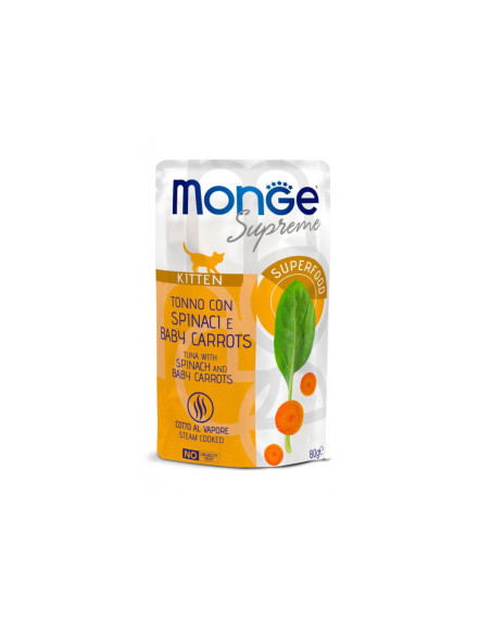 Monge Supreme Buste KITTEN - Tuńczyk ze szpinakiem i marchewką 80g