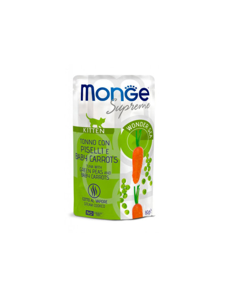 Monge Supreme Buste KITTEN - Tuńczyk z groszkiem i marchewką 80g